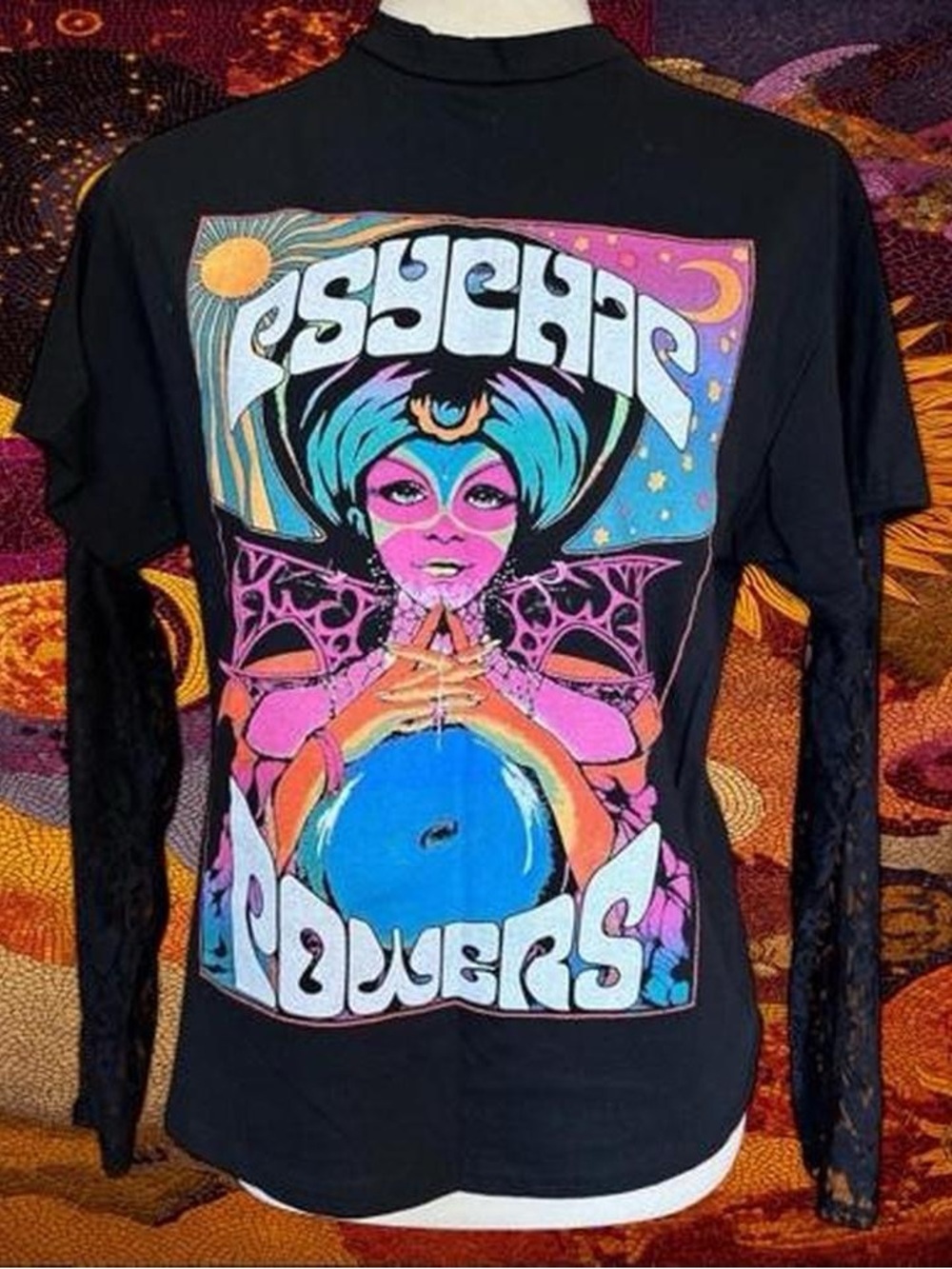 Psychedelic Powers Black Graphic Long Sleeve Tee